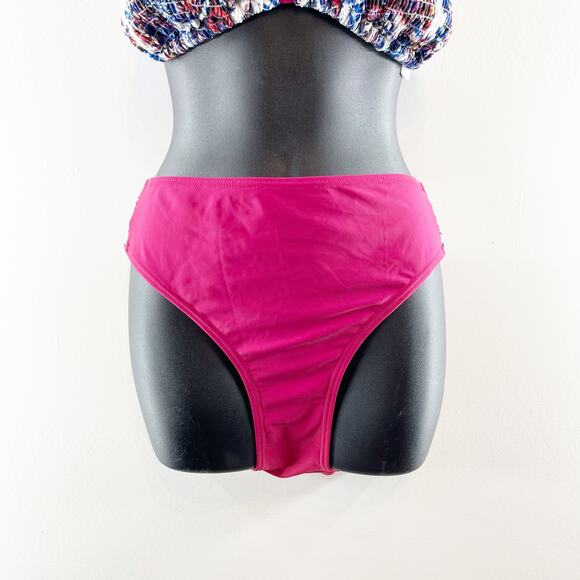 Swimsuits for All Smocked Triangle Top & Bikini Bottom Set Blue Pink 18 - Picture 5 of 15